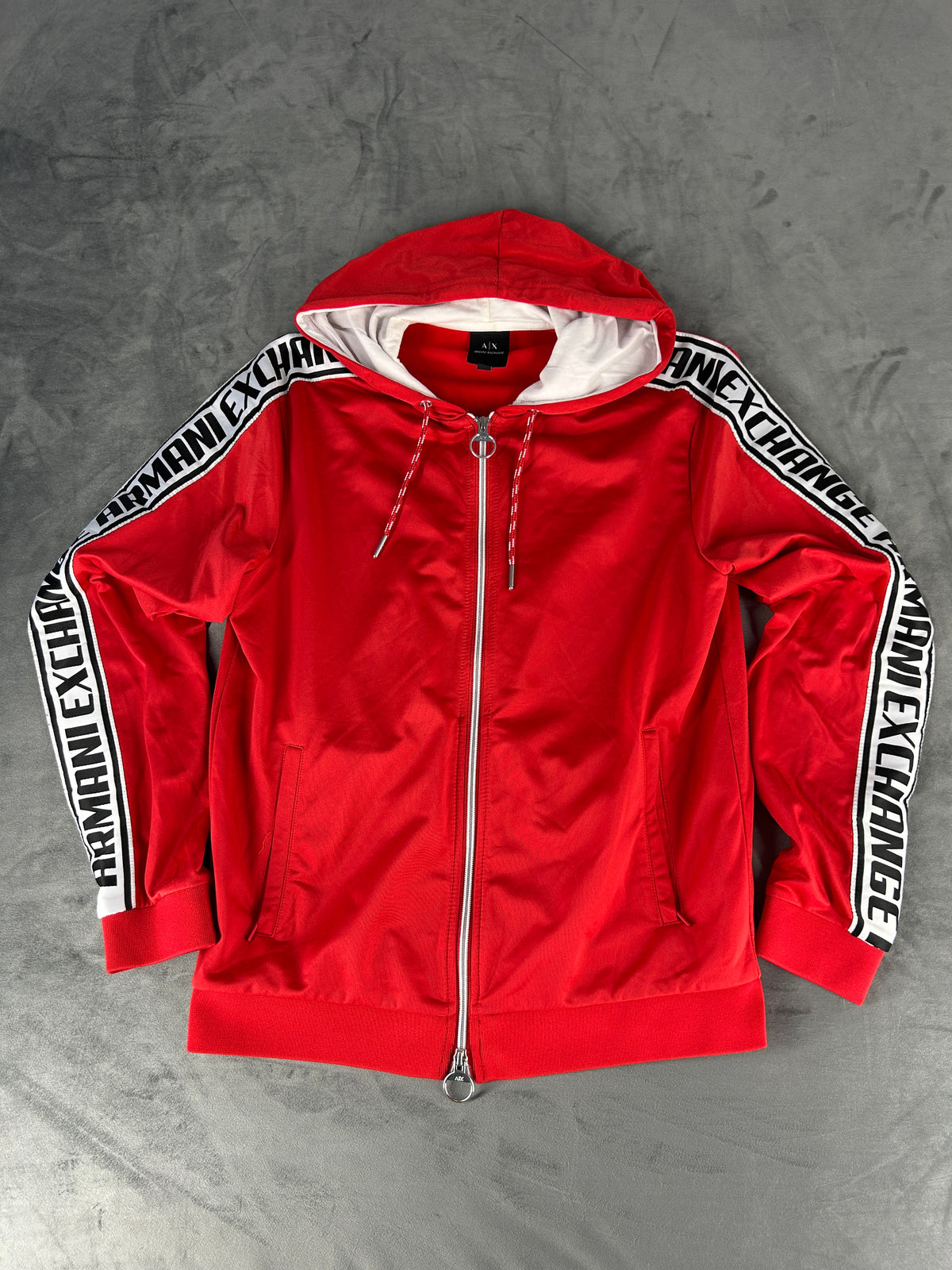Felpa Armani Exchange full-zip con cappuccio rossa – Uomo Taglia L