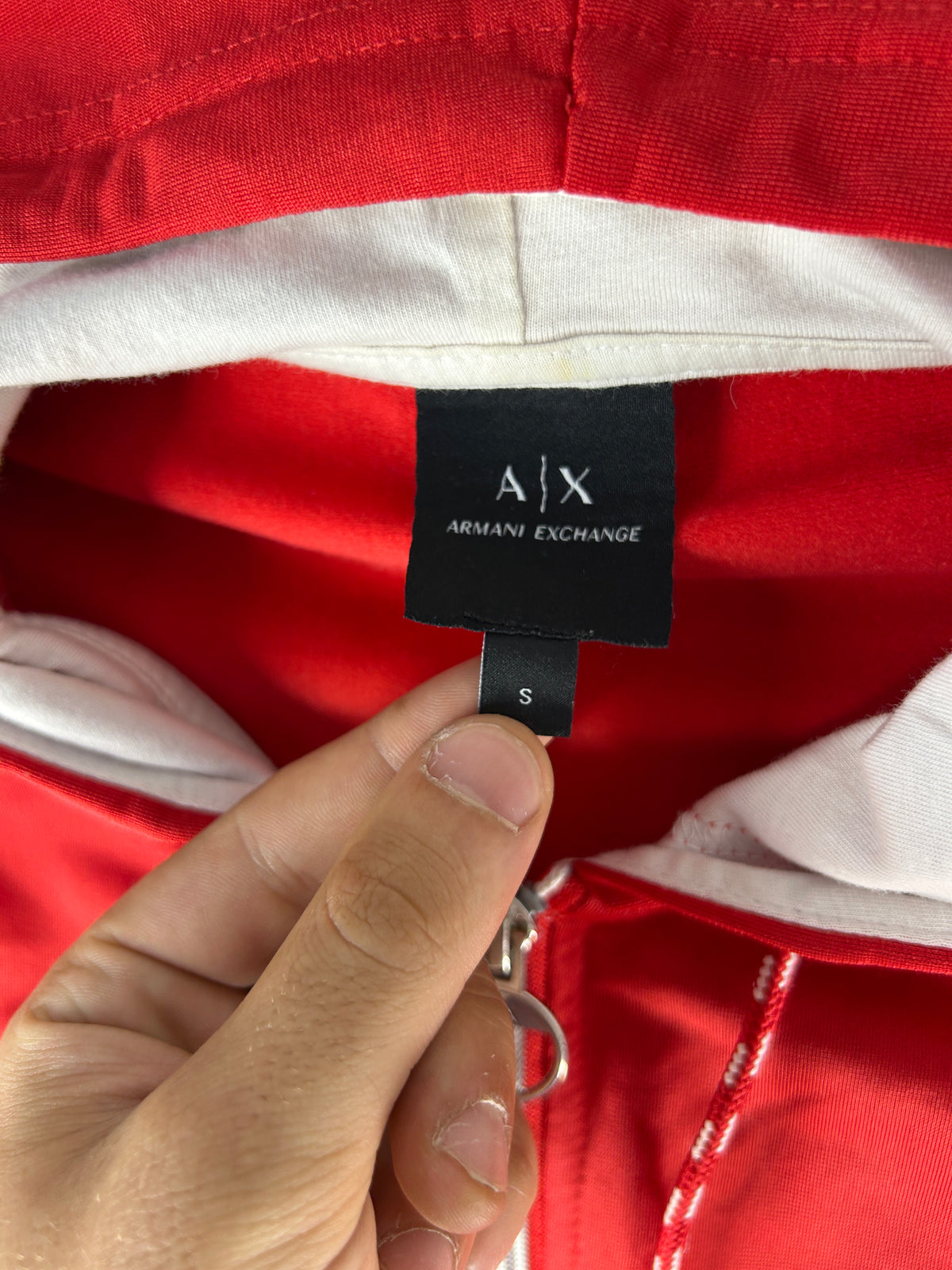 Felpa Armani Exchange full-zip con cappuccio rossa – Uomo Taglia L