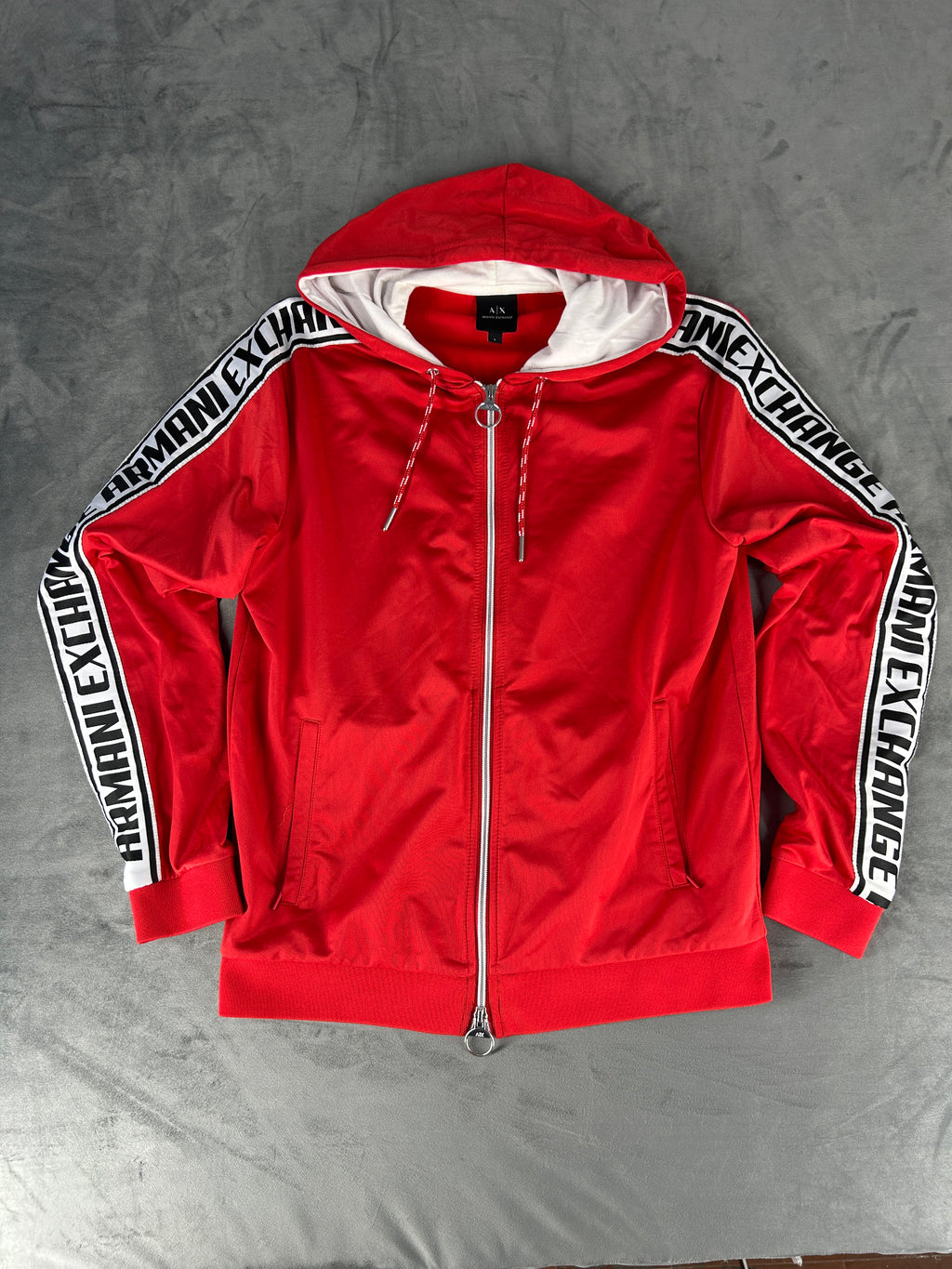 Felpa Armani Exchange full-zip con cappuccio rossa – Uomo Taglia L