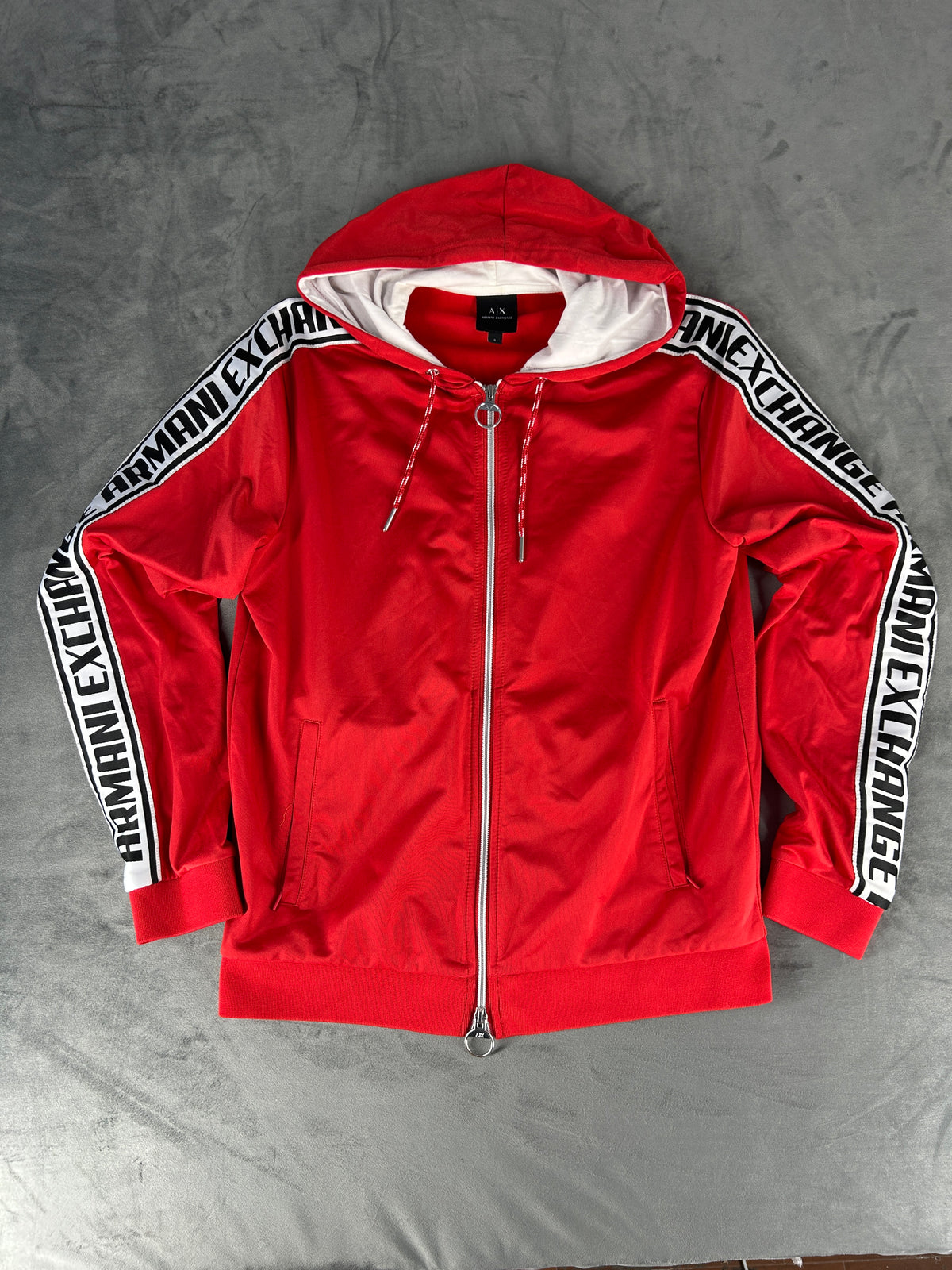 Felpa Armani Exchange full-zip con cappuccio rossa – Uomo Taglia L