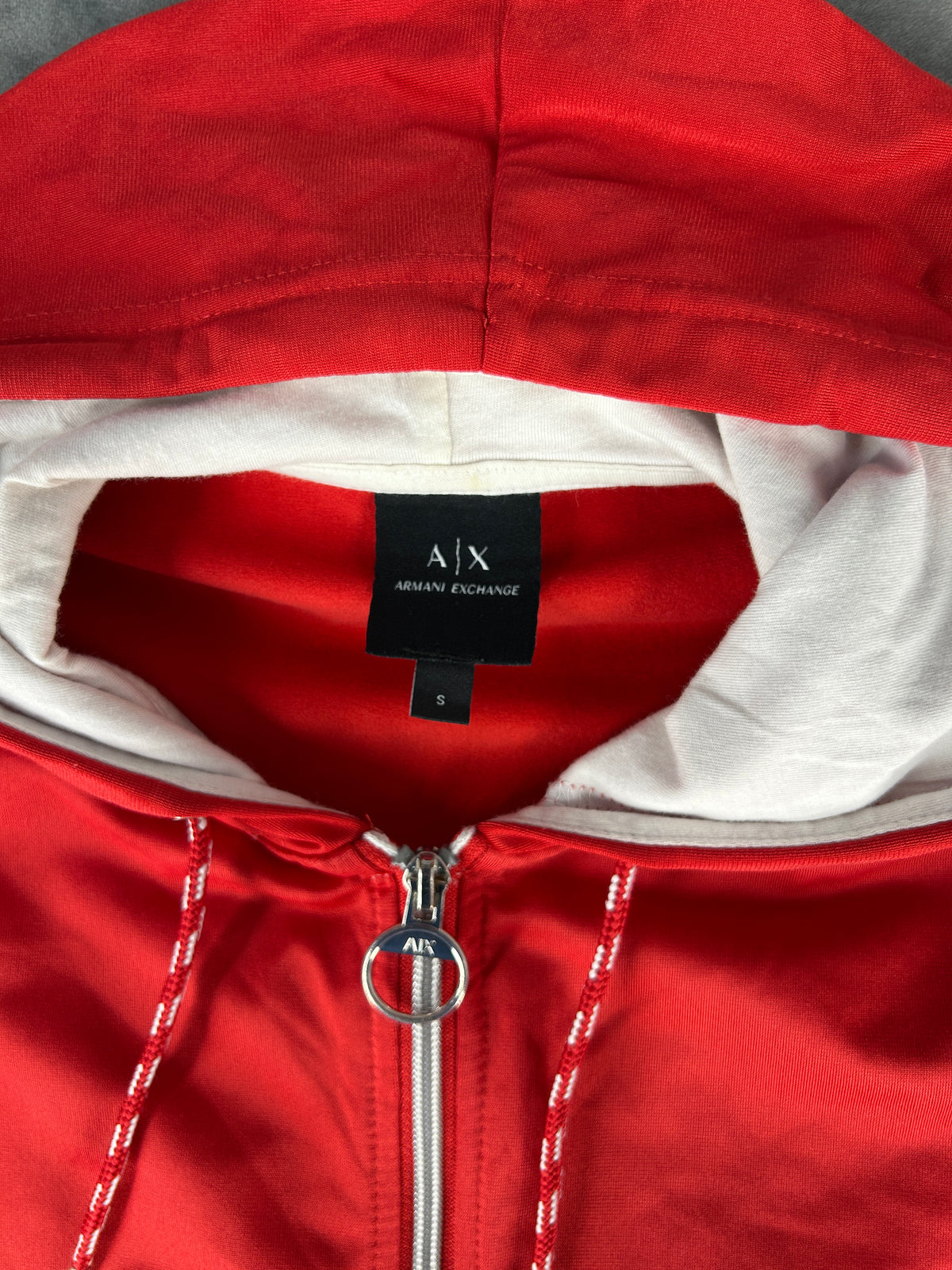 Felpa Armani Exchange full-zip con cappuccio rossa – Uomo Taglia L