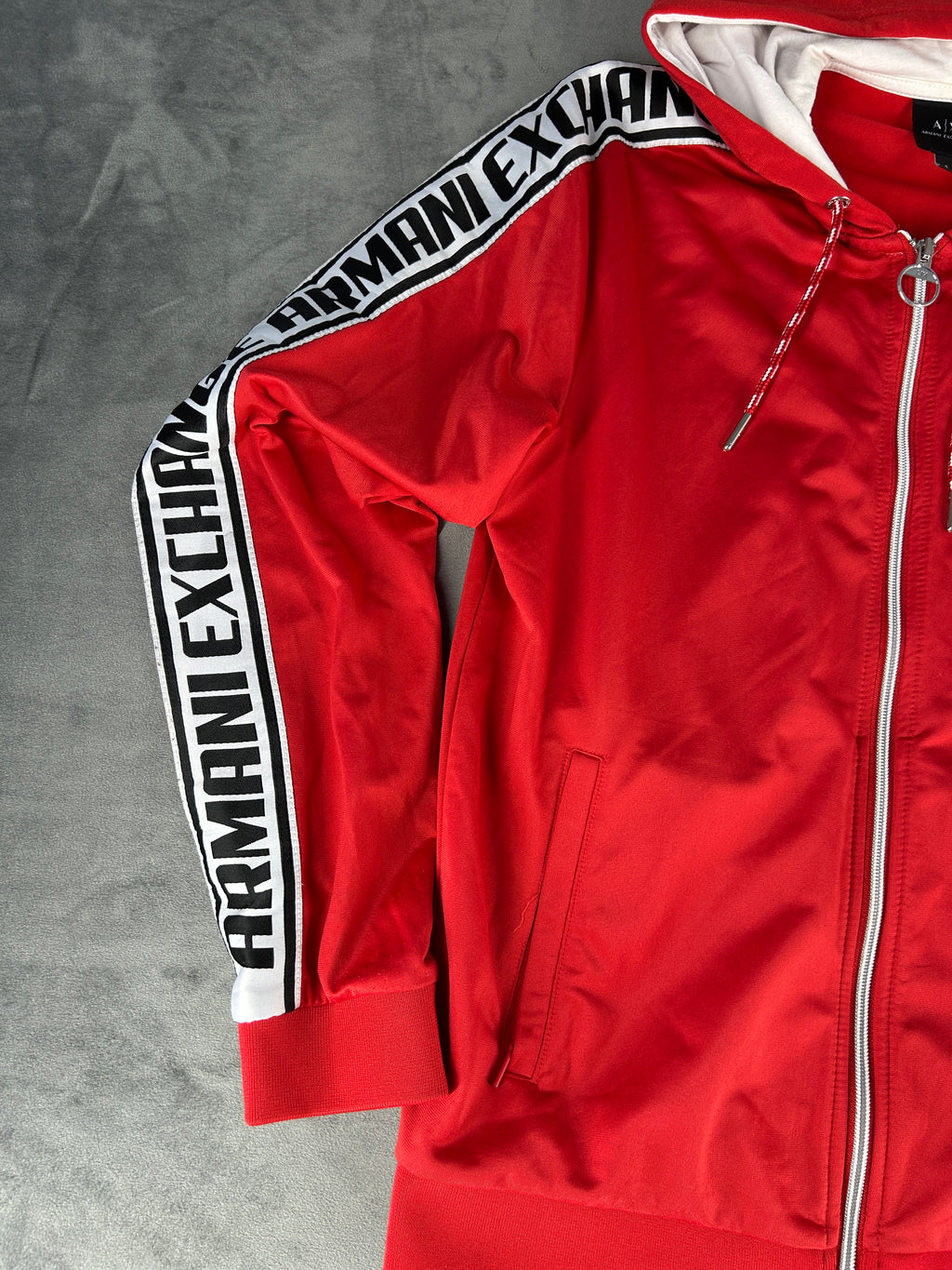 Felpa Armani Exchange full-zip con cappuccio rossa – Uomo Taglia L