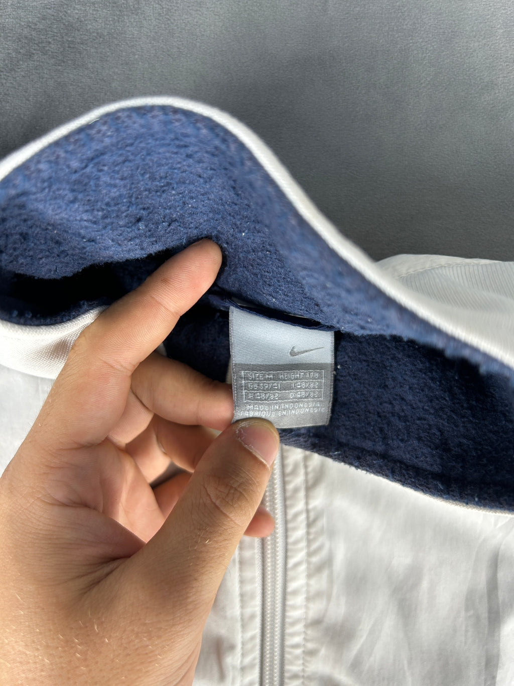 Giubbotto bomber Nike Air bianco/blu navy – Uomo Taglia L