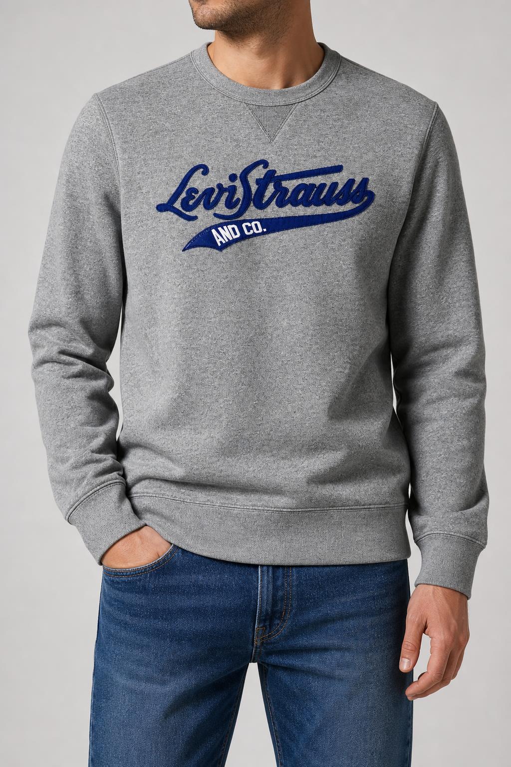 Felpa girocollo Levi's grigia con logo – Uomo Taglia L