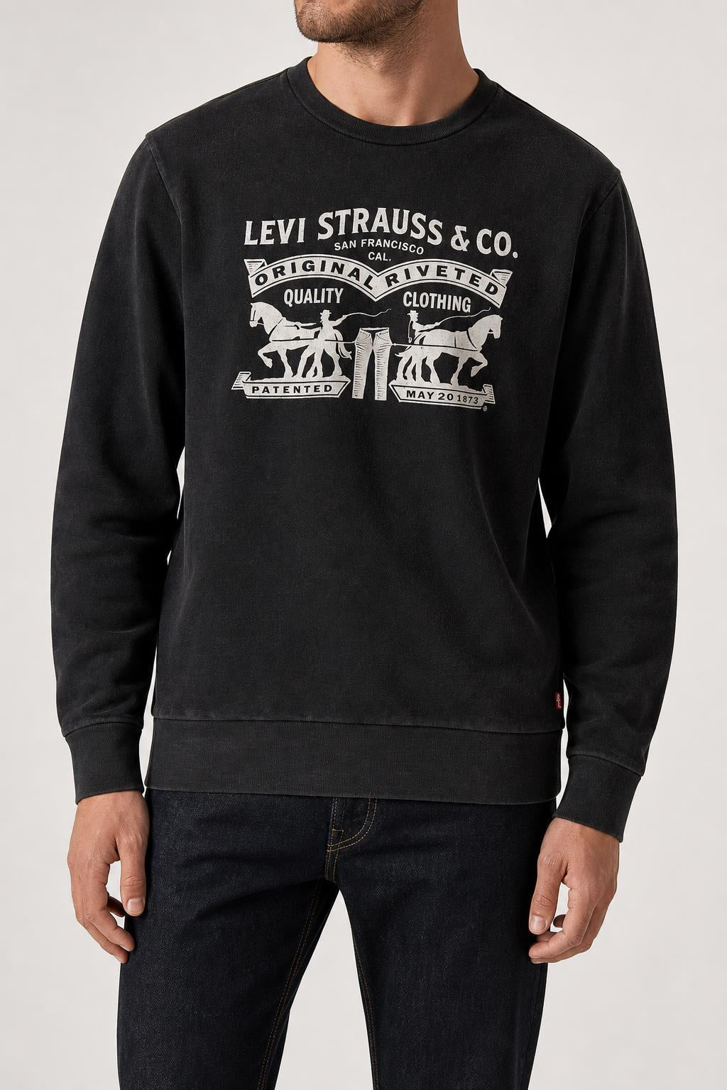 Felpa girocollo Levi's nera stampa logo vintage – Uomo Taglia L
