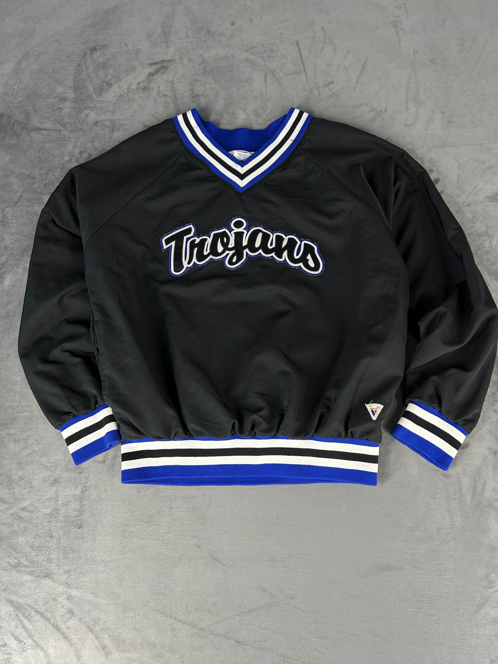 Pullover windshirt college “Trojans” nero scollo a V – Uomo Taglia XL