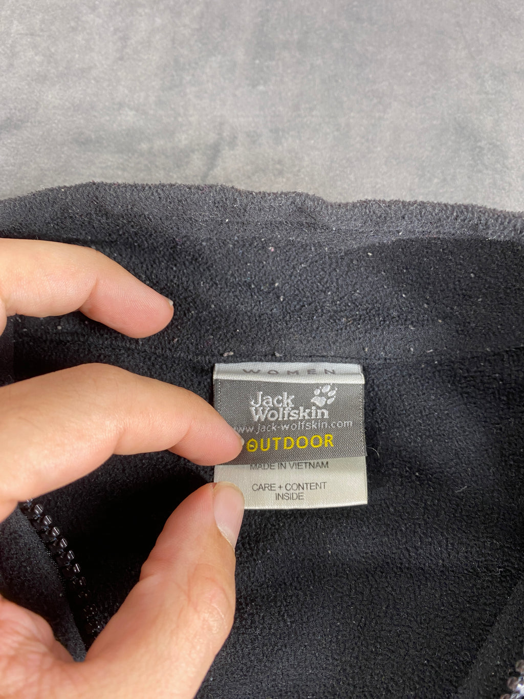 Felpa in pile Jack Wolfskin nera full-zip – Donna Taglia XL