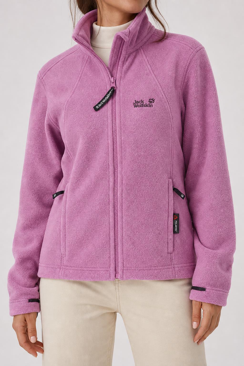 Felpa in pile Jack Wolfskin Polartec lilla full-zip – Donna Taglia M