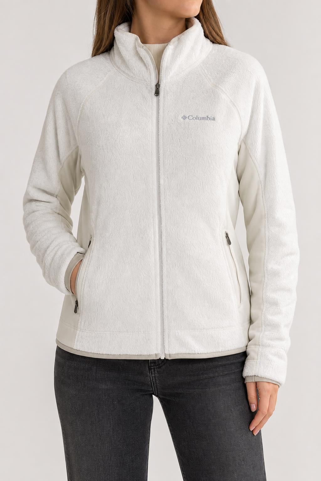 Felpa in pile Columbia panna full-zip – Donna Taglia M
