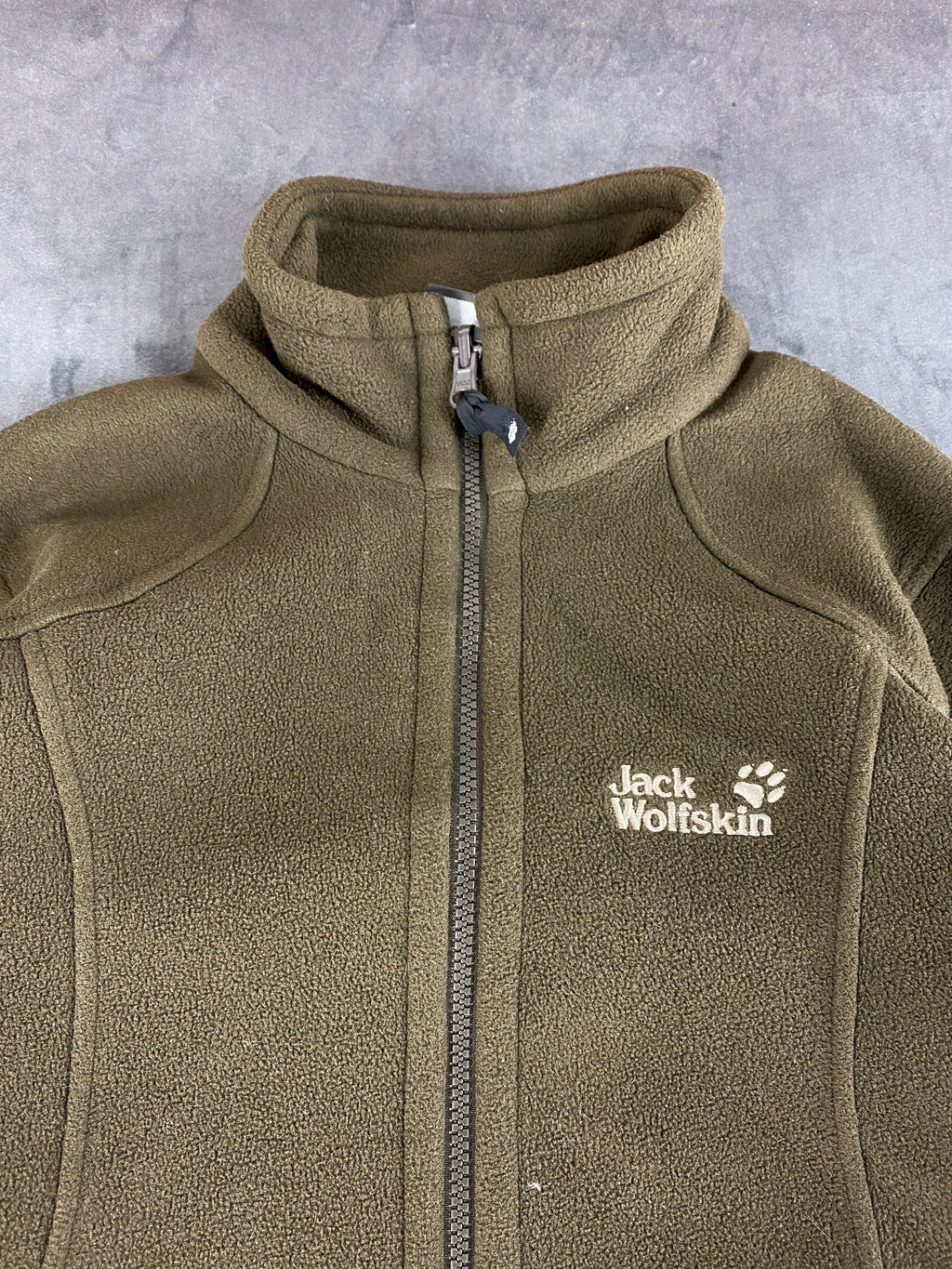 Giacca lunga in pile Jack Wolfskin verde militare – Donna Taglia M