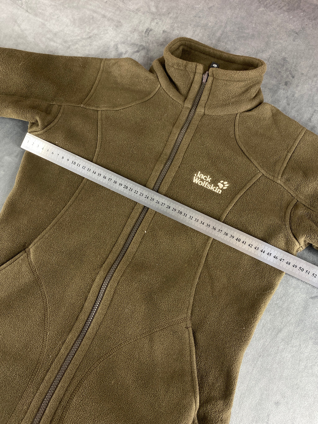 Giacca lunga in pile Jack Wolfskin verde militare – Donna Taglia M