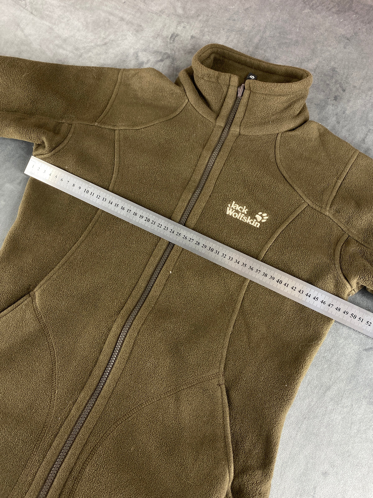 Giacca lunga in pile Jack Wolfskin verde militare – Donna Taglia M