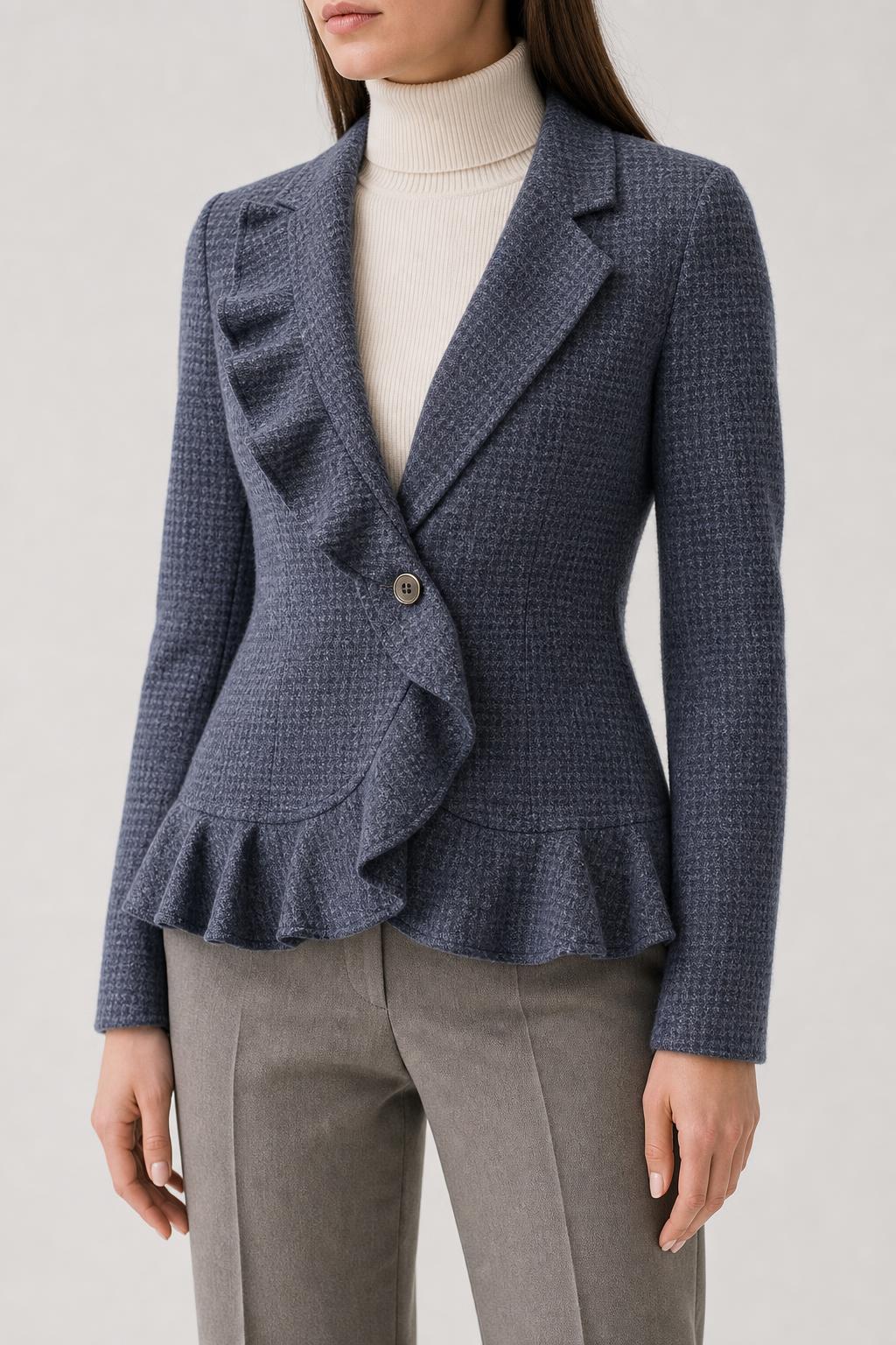 Blazer Armani Jeans blu check con peplo – Donna Taglia S (IT 40)