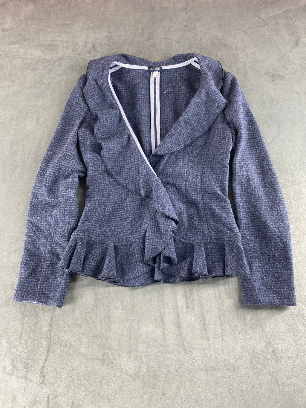 Blazer Armani Jeans blu check con peplo – Donna Taglia S (IT 40)