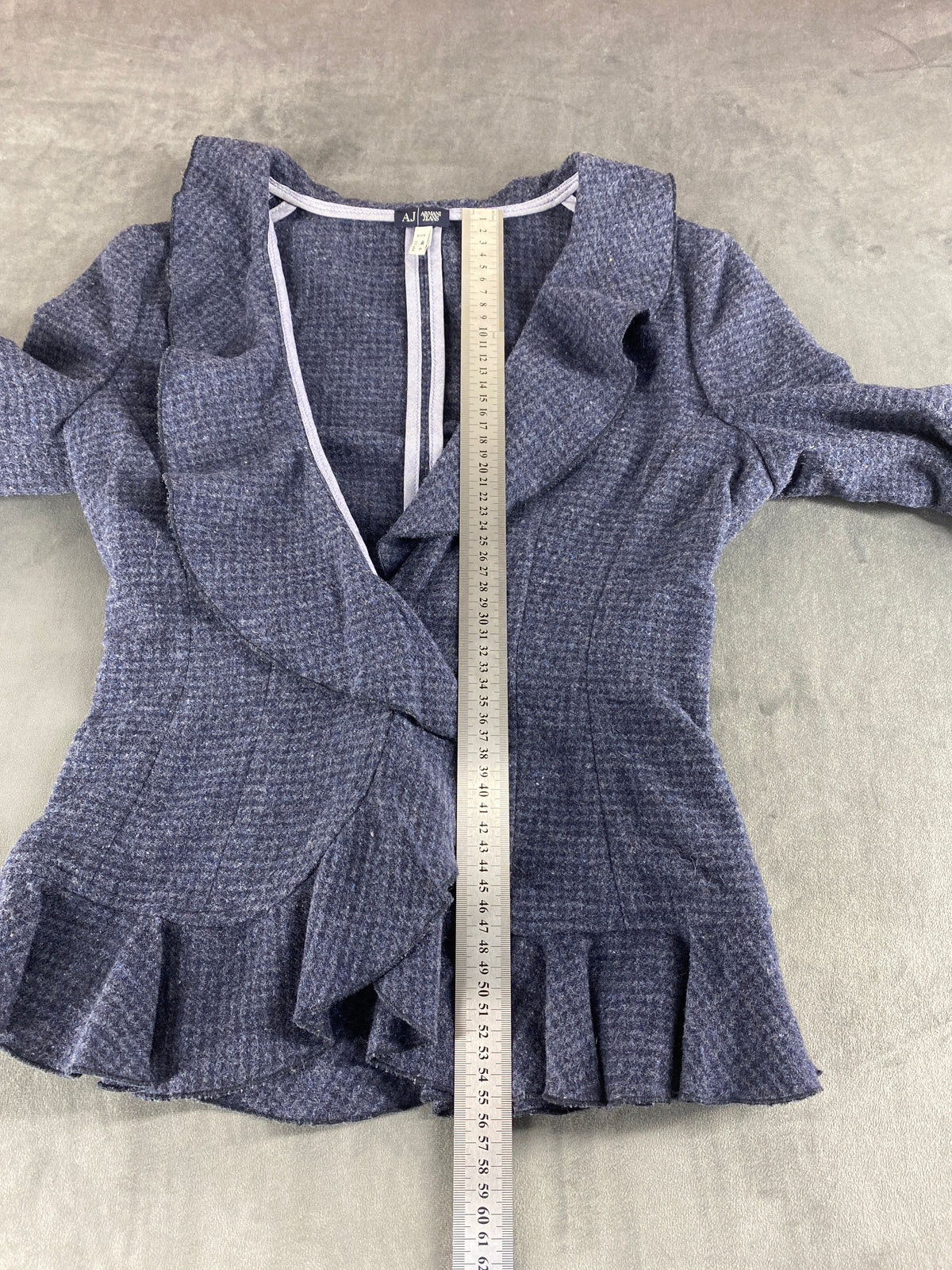 Blazer Armani Jeans blu check con peplo – Donna Taglia S (IT 40)