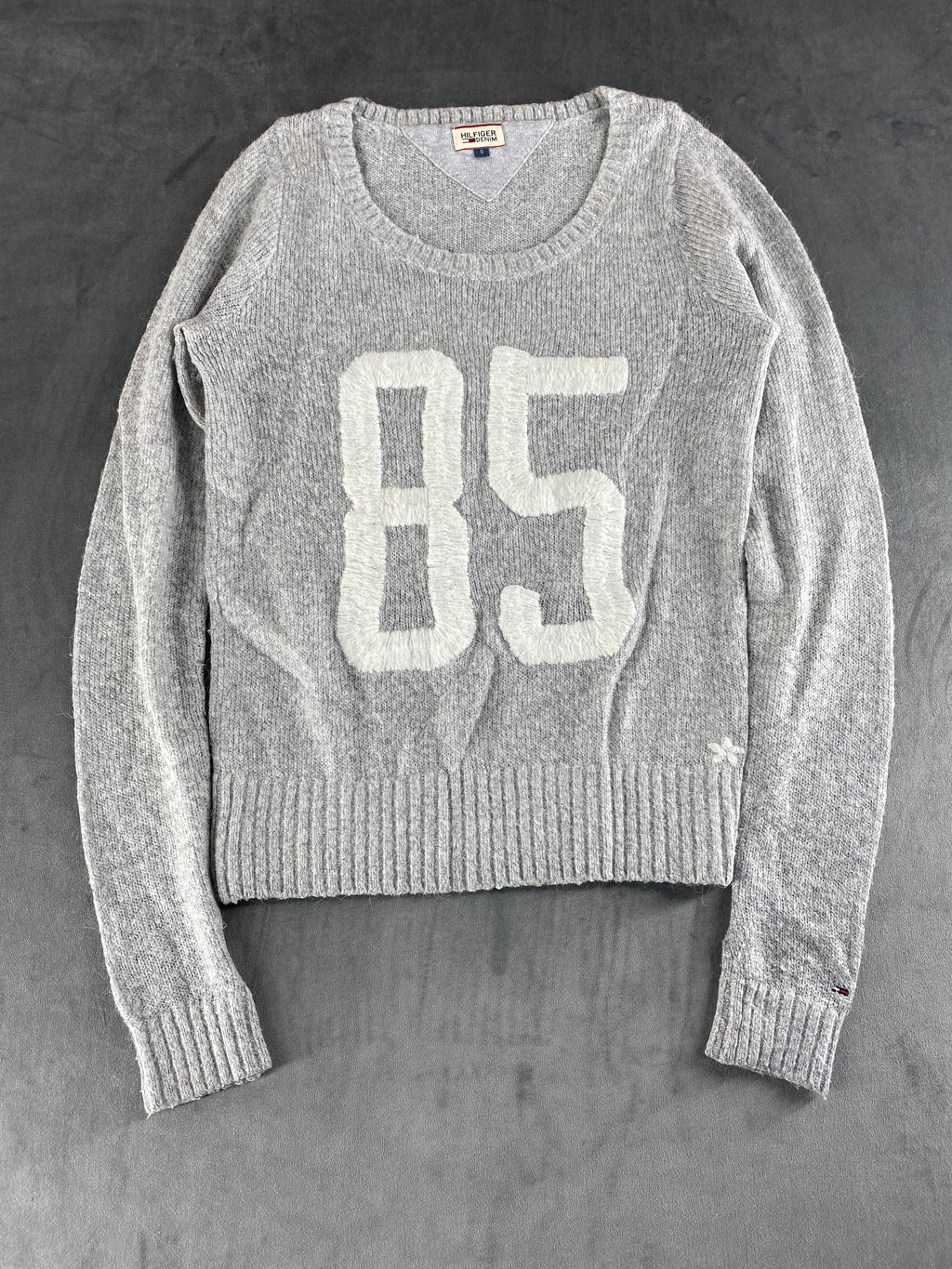 Maglione Tommy Hilfiger Denim grigio 85 scollo a V – Donna Taglia S