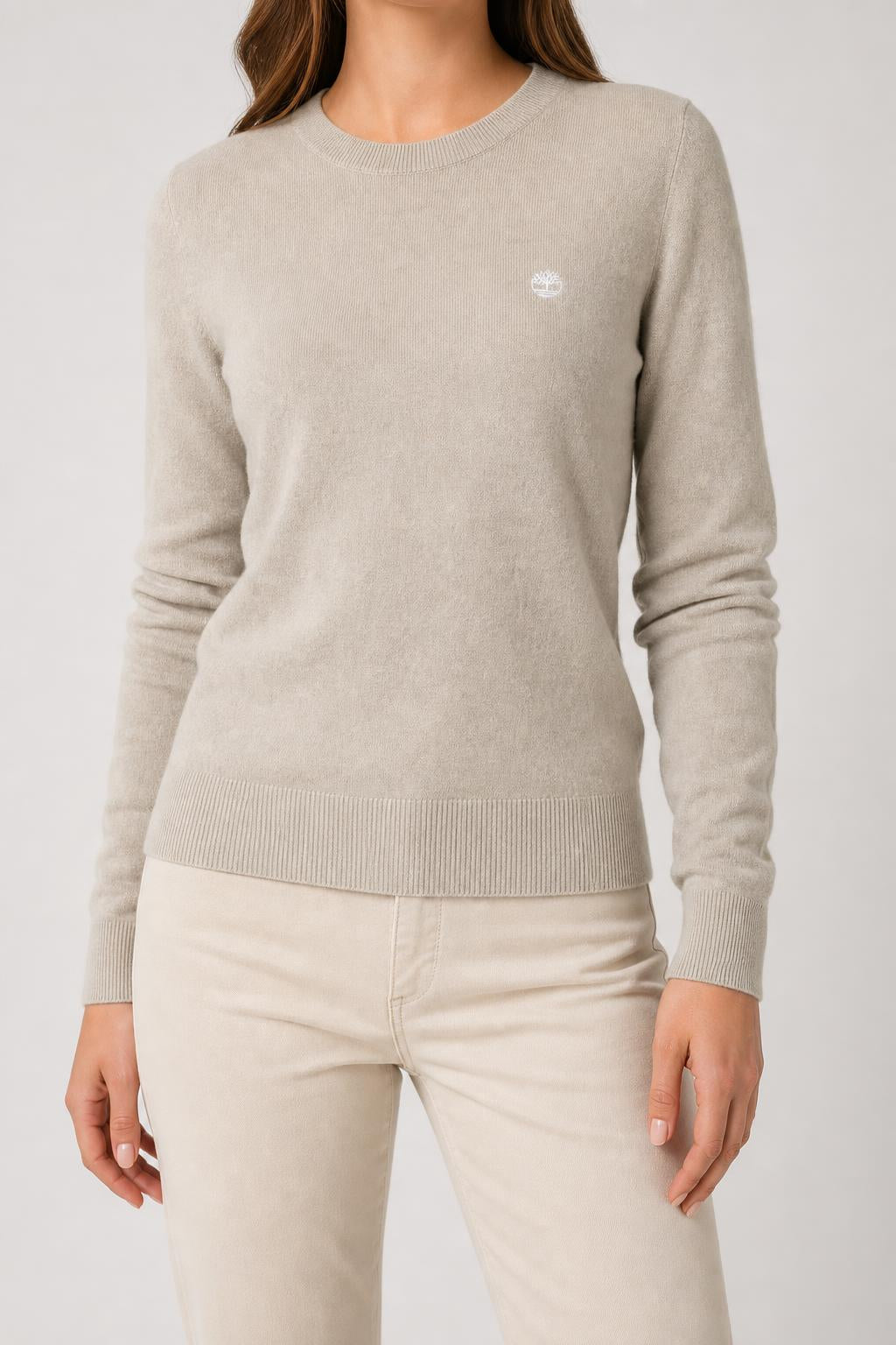 Maglione Timberland beige in lana merino girocollo – Donna Taglia S