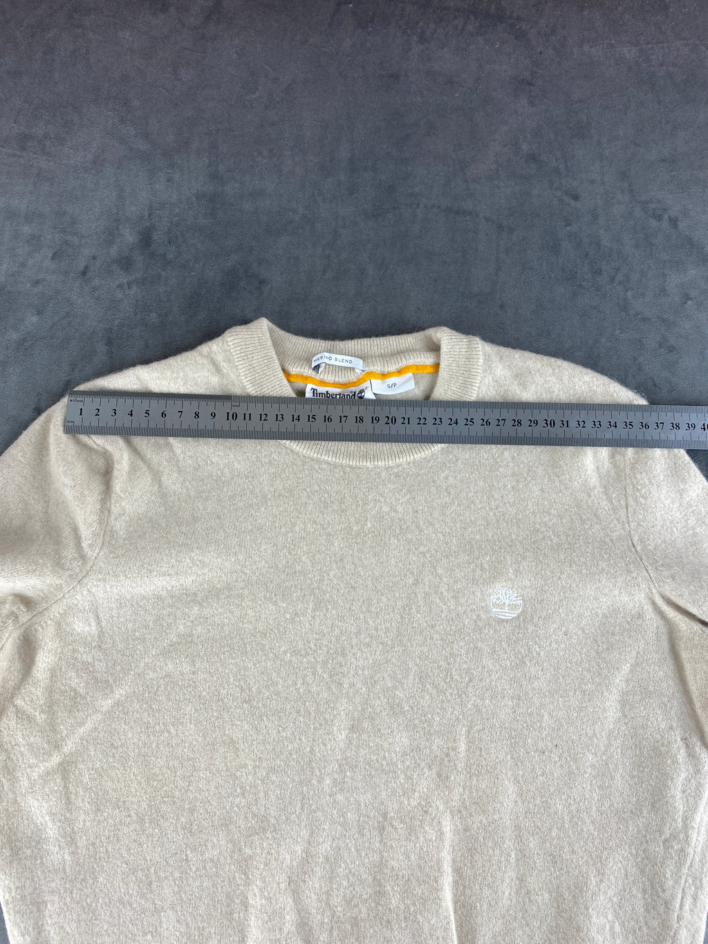 Maglione Timberland beige in lana merino girocollo – Donna Taglia S