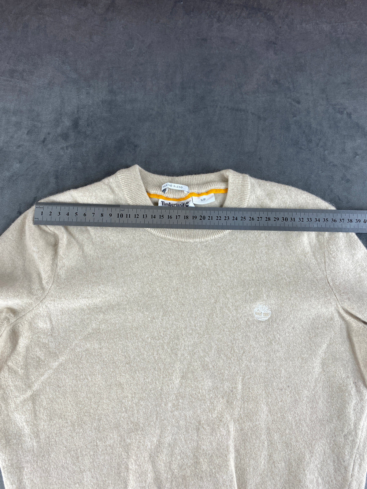 Maglione Timberland beige in lana merino girocollo – Donna Taglia S