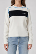 Maglione Lotto bianco a coste con banda navy – Donna Taglia M