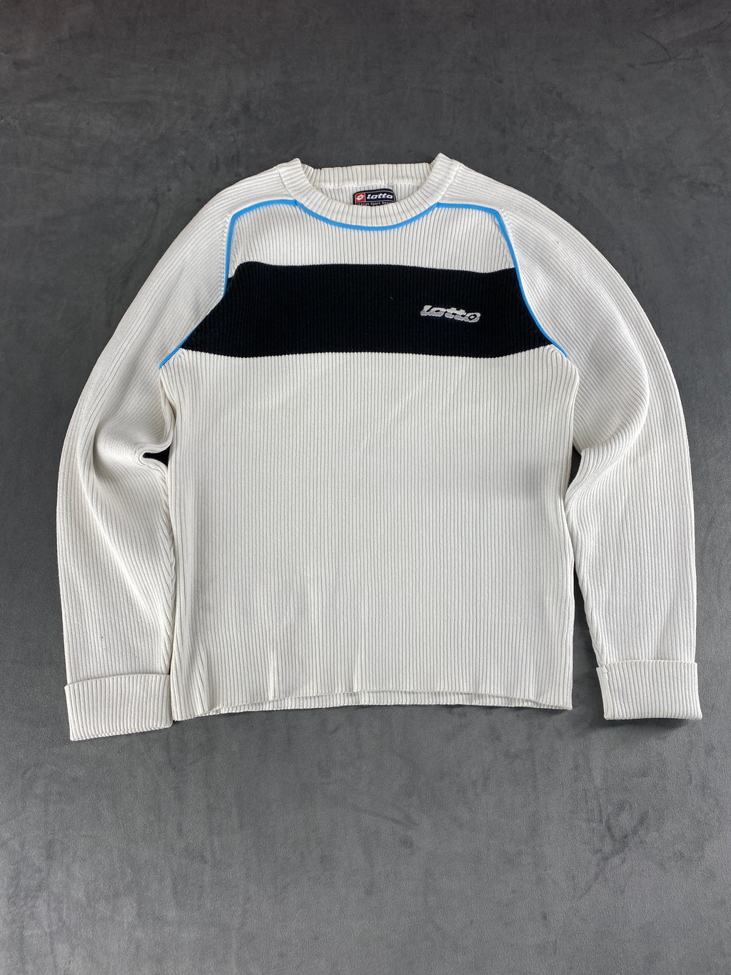 Maglione Lotto bianco a coste con banda navy – Donna Taglia M