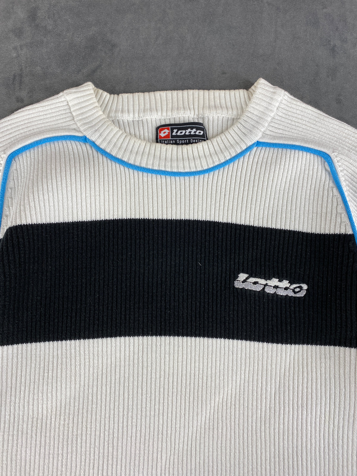Maglione Lotto bianco a coste con banda navy – Donna Taglia M