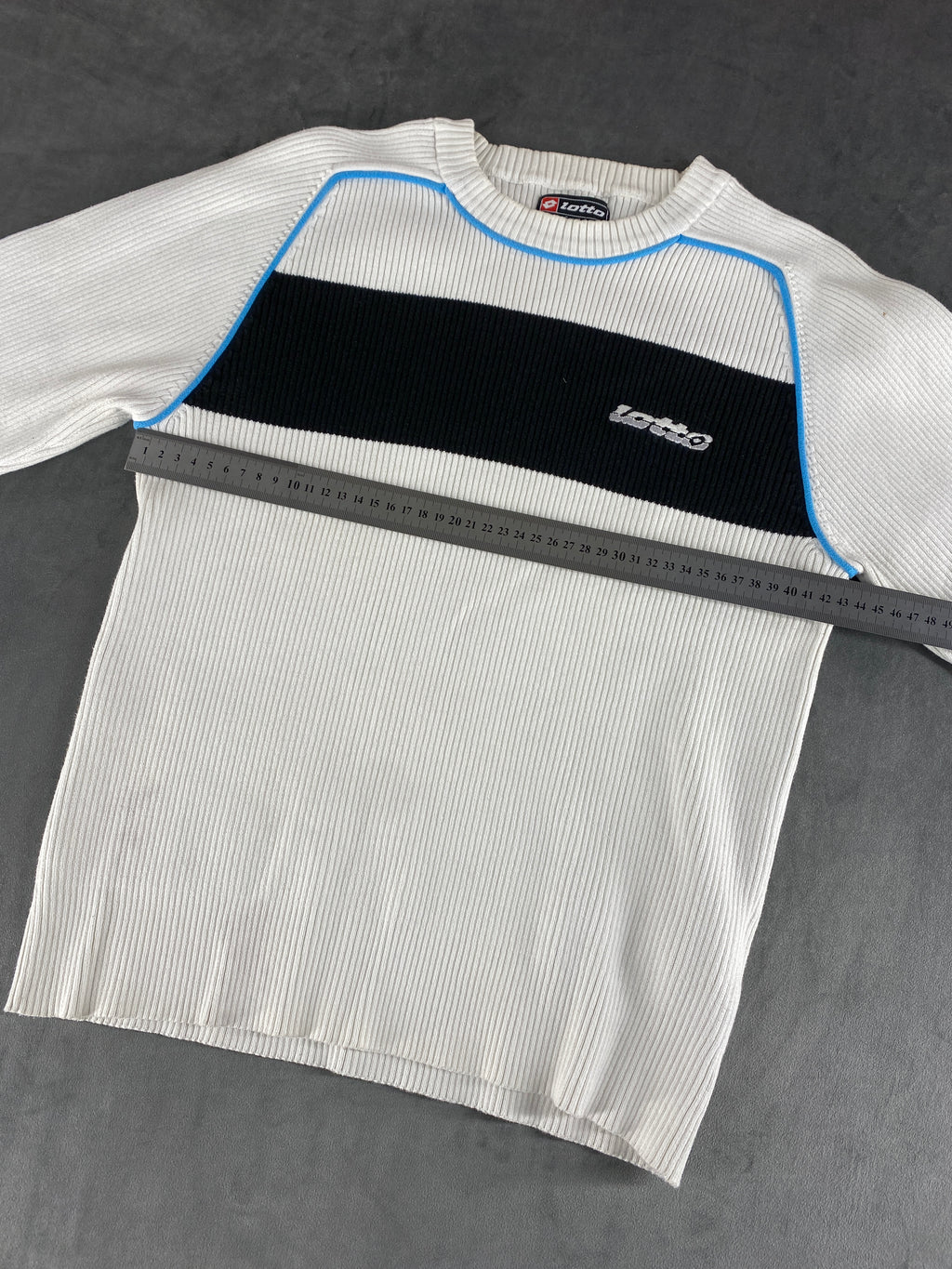 Maglione Lotto bianco a coste con banda navy – Donna Taglia M