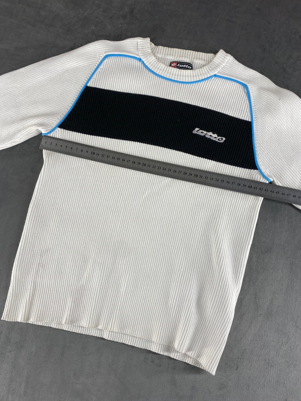 Maglione Lotto bianco a coste con banda navy – Donna Taglia M