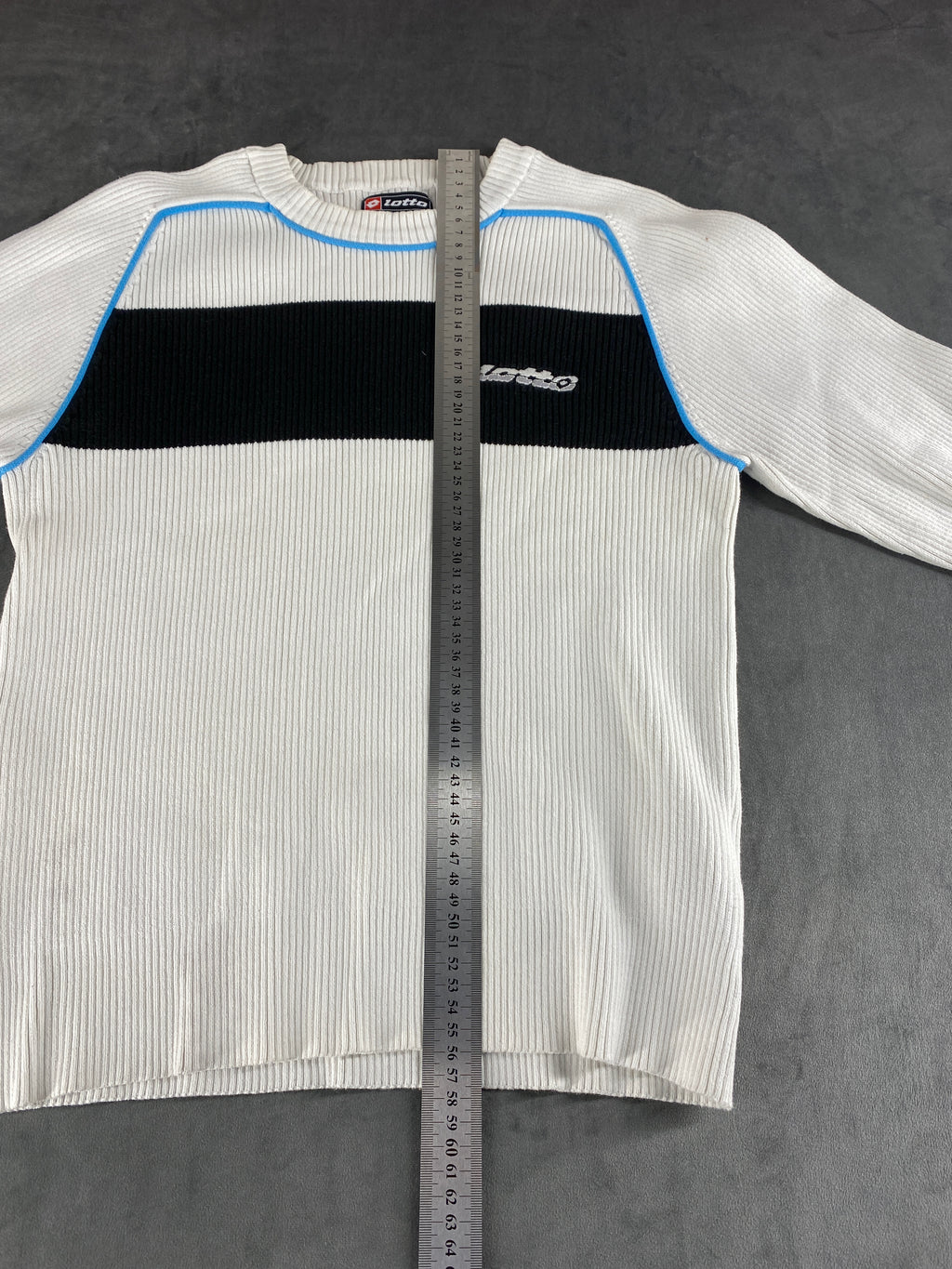 Maglione Lotto bianco a coste con banda navy – Donna Taglia M
