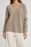 Maglione Luigi Bagnoli beige in lana scollo a V – Donna Taglia M