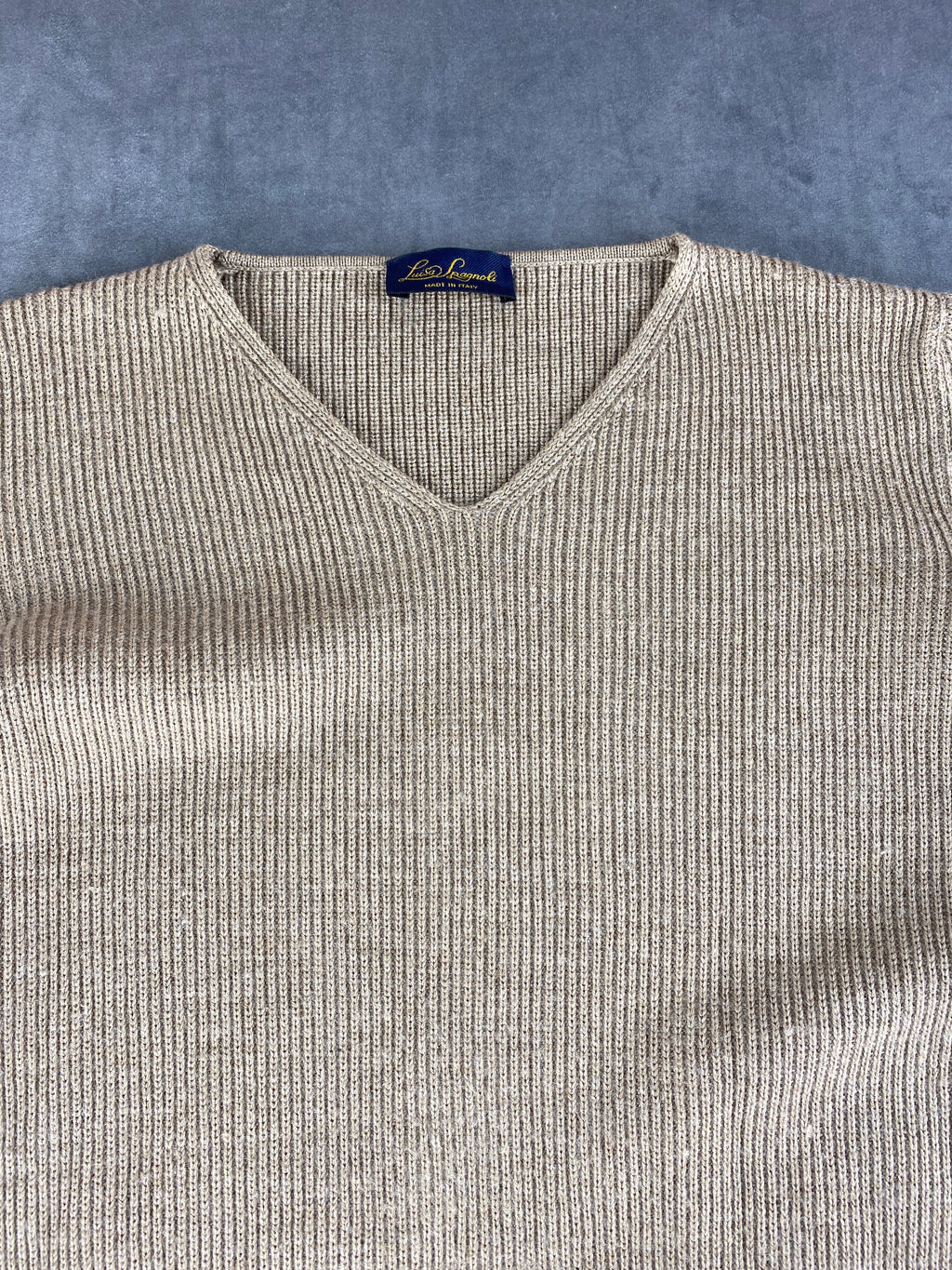 Maglione Luigi Bagnoli beige in lana scollo a V – Donna Taglia M