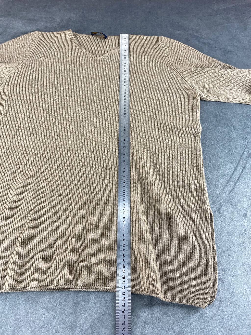 Maglione Luigi Bagnoli beige in lana scollo a V – Donna Taglia M