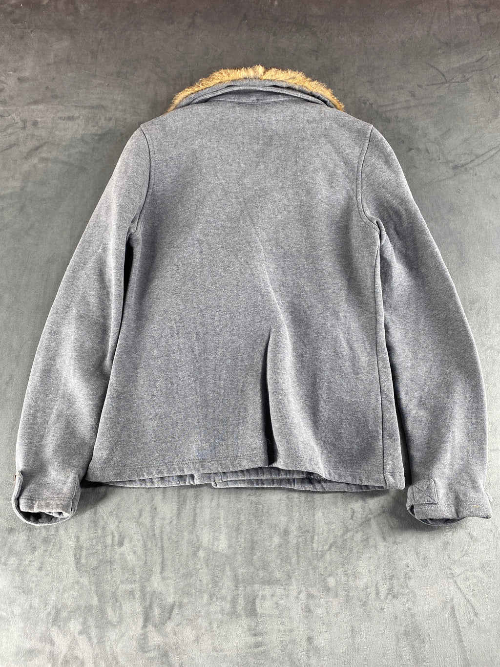 Cappotto Woolrich grigio doppiopetto con collo in pelliccia – Donna Taglia M