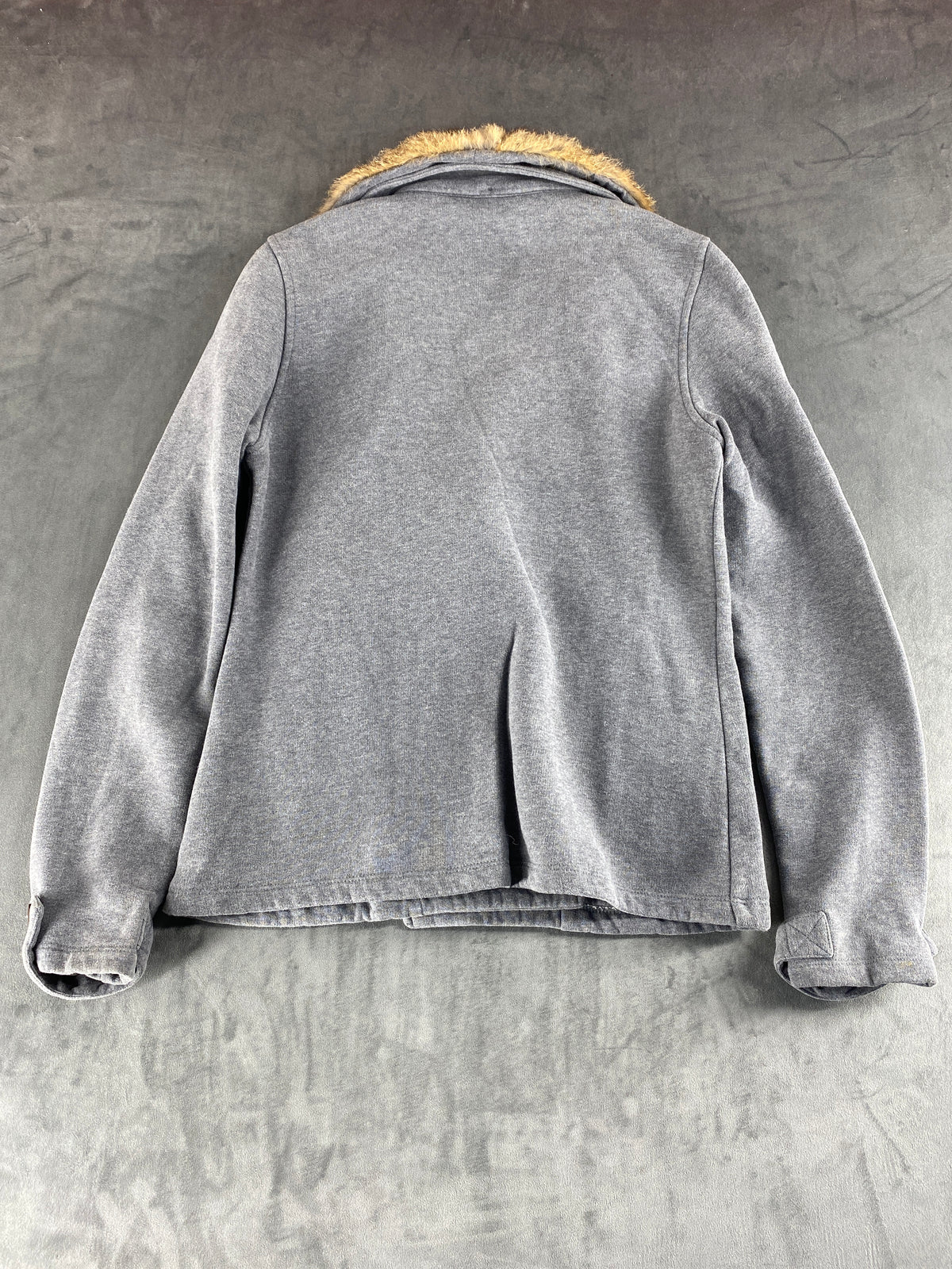 Cappotto Woolrich grigio doppiopetto con collo in pelliccia – Donna Taglia M