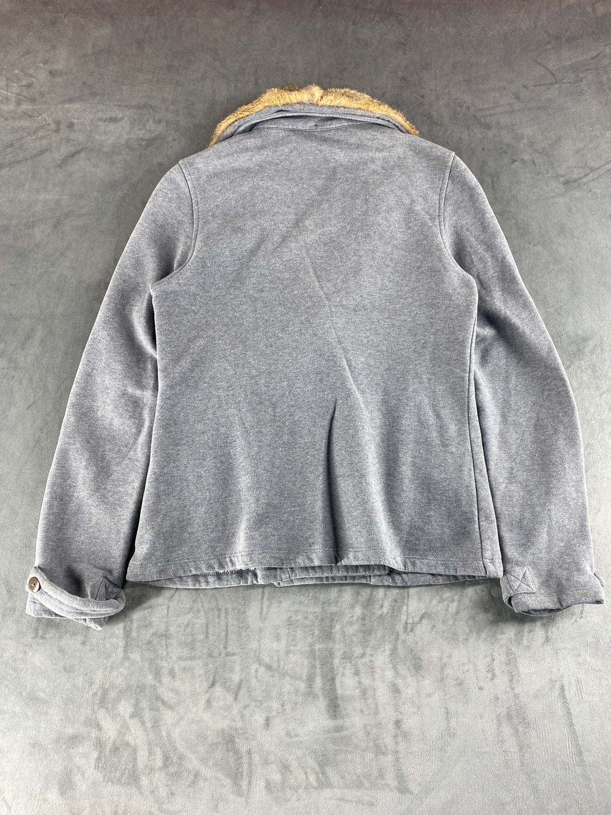 Cappotto Woolrich grigio doppiopetto con collo in pelliccia – Donna Taglia M