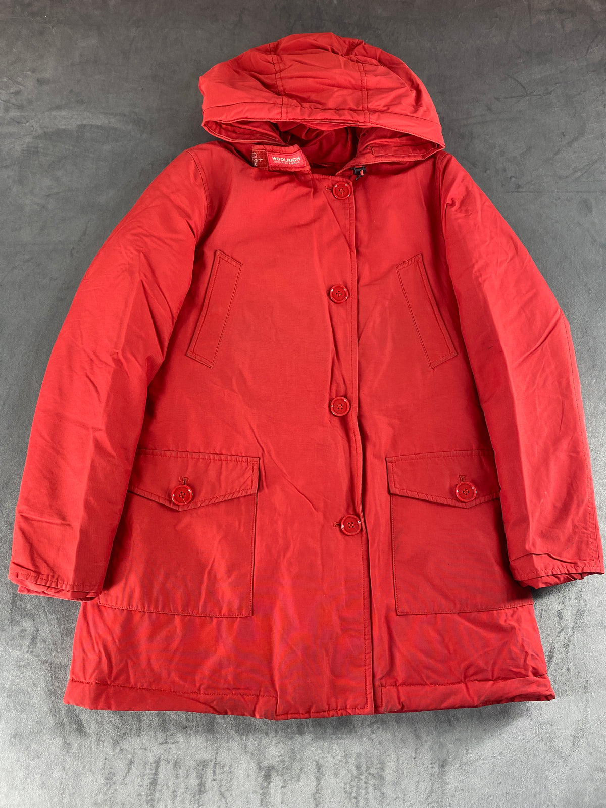 Giaccone imbottito Woolrich rosso con cappuccio – Donna Taglia S