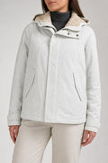 Giacca Woolrich bianca con cappuccio foderato teddy – Donna Taglia M
