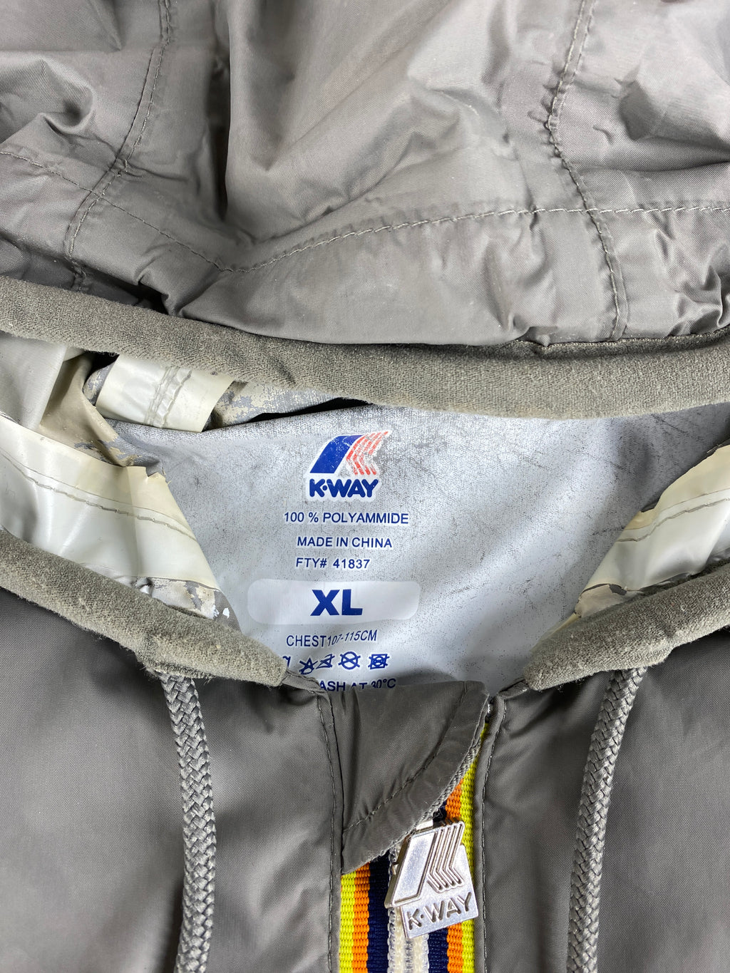 Giacca a vento K-Way grigia con cappuccio – Donna Taglia XL