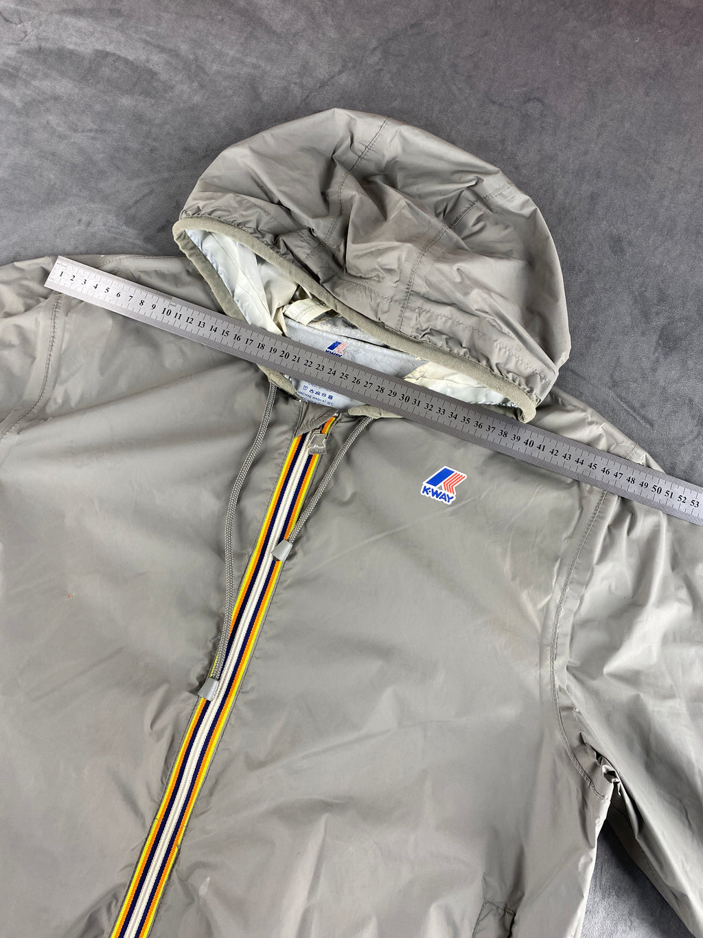 Giacca a vento K-Way grigia con cappuccio – Donna Taglia XL