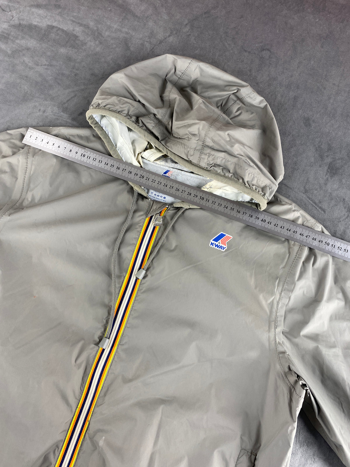 Giacca a vento K-Way grigia con cappuccio – Donna Taglia XL