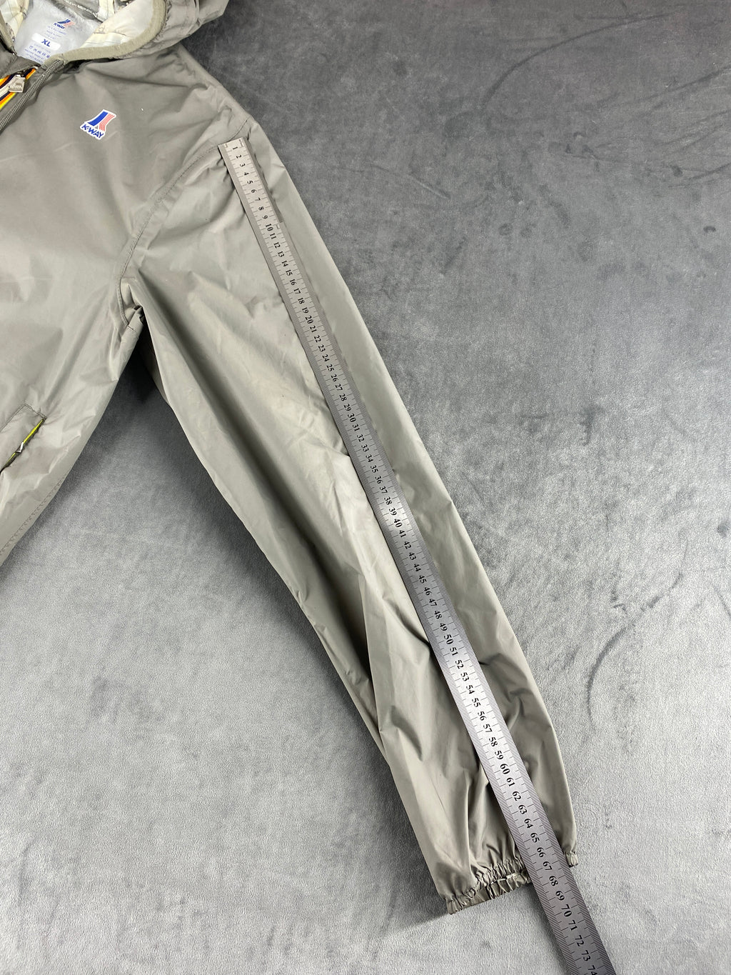 Giacca a vento K-Way grigia con cappuccio – Donna Taglia XL