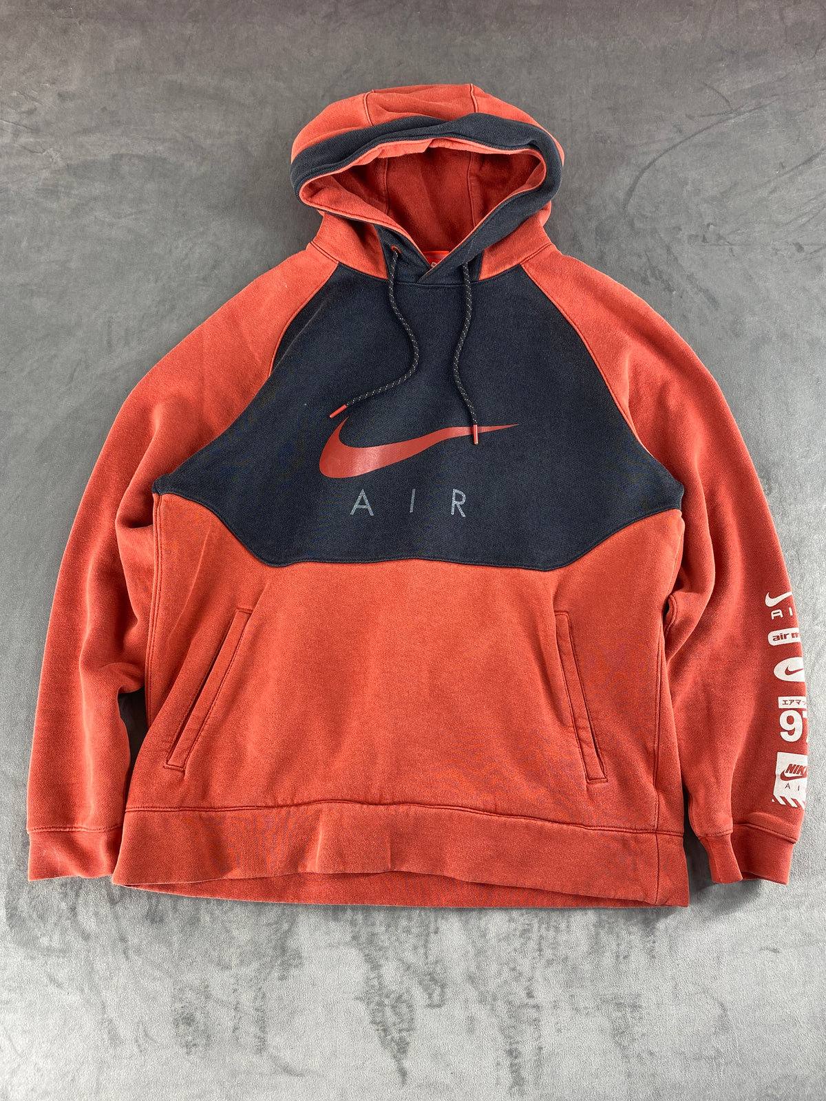 Felpa Nike Air con cappuccio arancione e grigia – Donna Taglia M