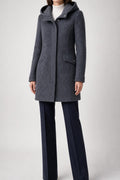Cappotto in lana Woolrich grigio con cappuccio – Donna Taglia S