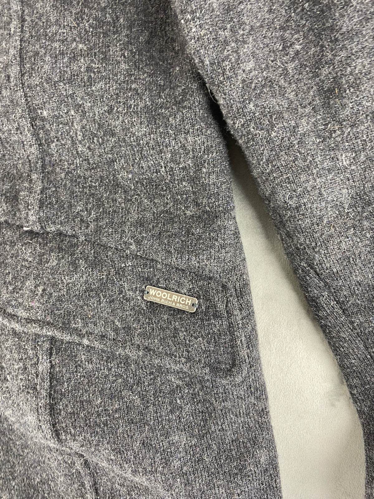Cappotto in lana Woolrich grigio con cappuccio – Donna Taglia S