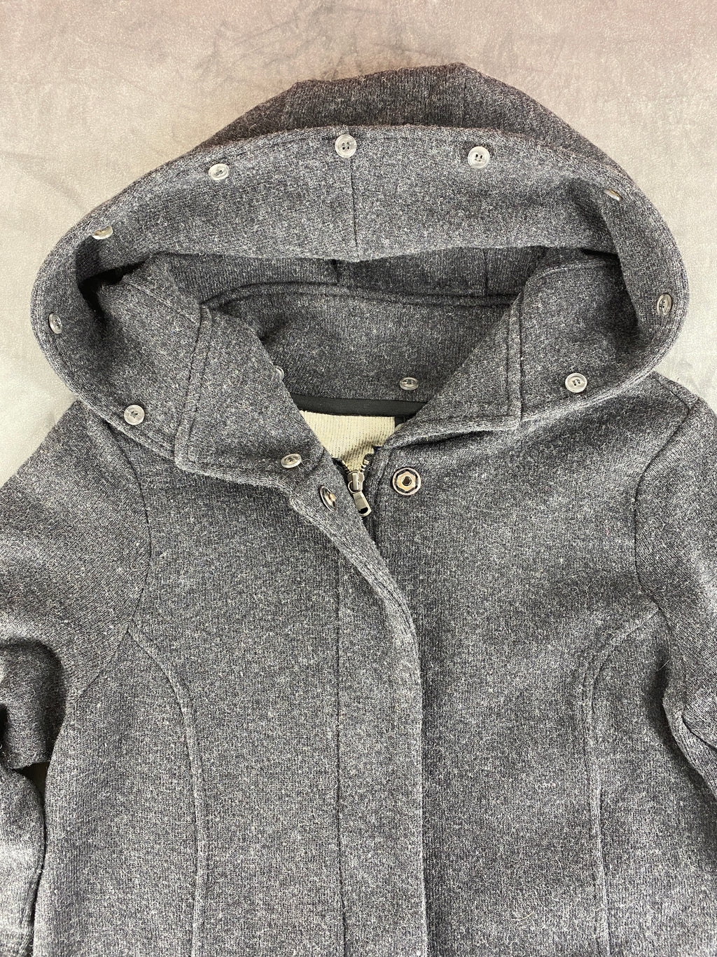 Cappotto in lana Woolrich grigio con cappuccio – Donna Taglia S