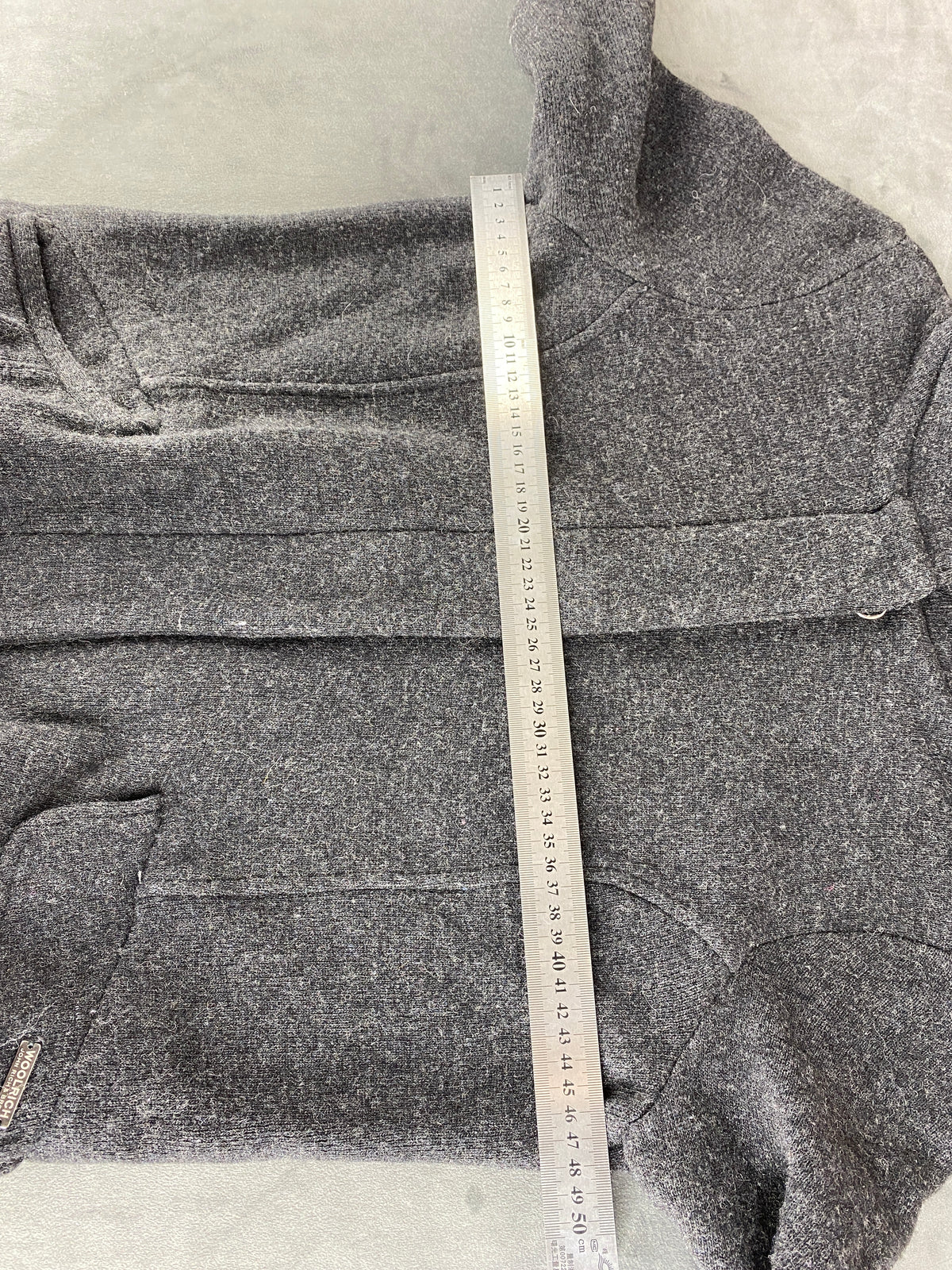 Cappotto in lana Woolrich grigio con cappuccio – Donna Taglia S
