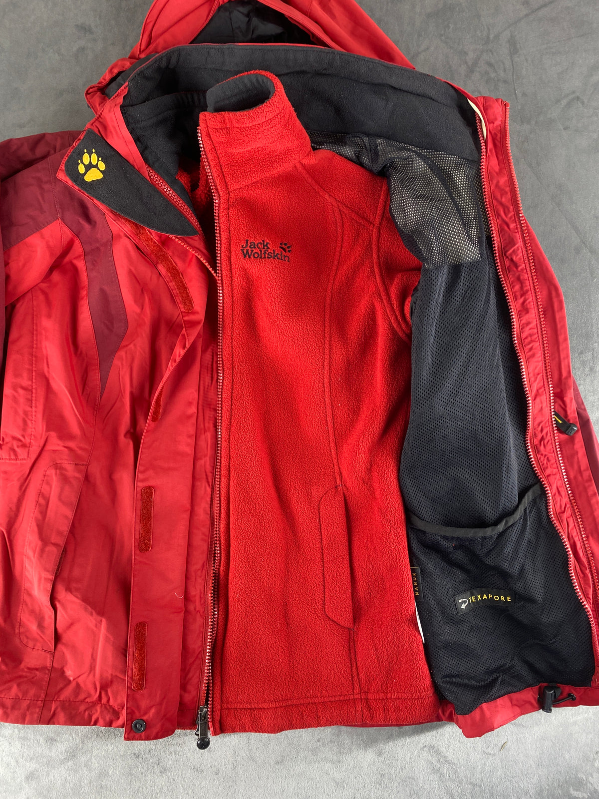 Giacca 3 in 1 Jack Wolfskin rossa – Donna Taglia S