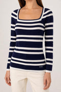 Maglia a righe Max Mara navy e bianca scollo quadrato – Donna Taglia S