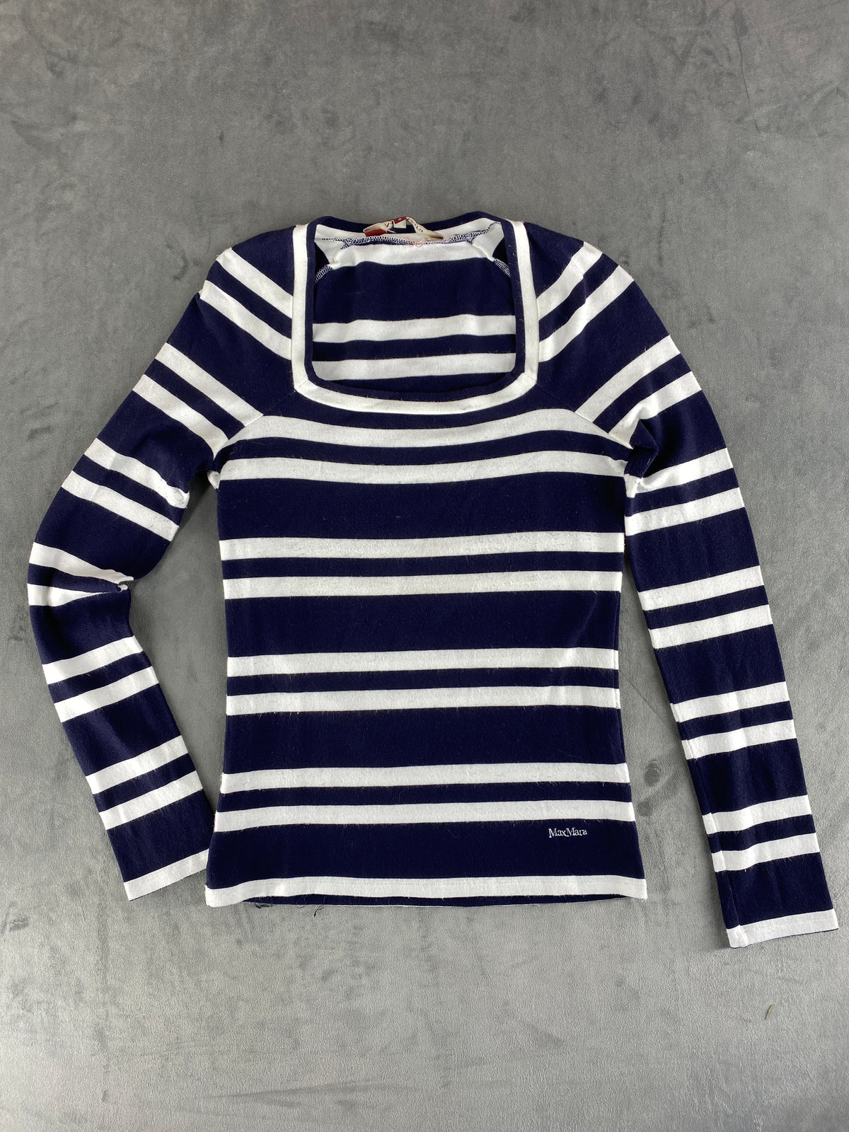 Maglia a righe Max Mara navy e bianca scollo quadrato – Donna Taglia S