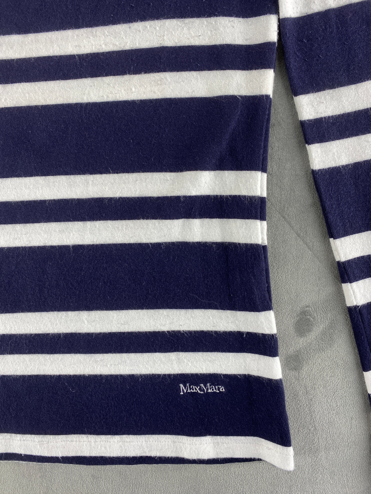 Maglia a righe Max Mara navy e bianca scollo quadrato – Donna Taglia S